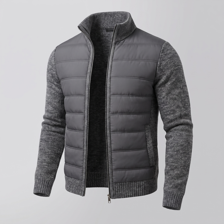 Men's Puffer Jacket with Fleece Sleeves, Fitted Cut and Light Insulation 2