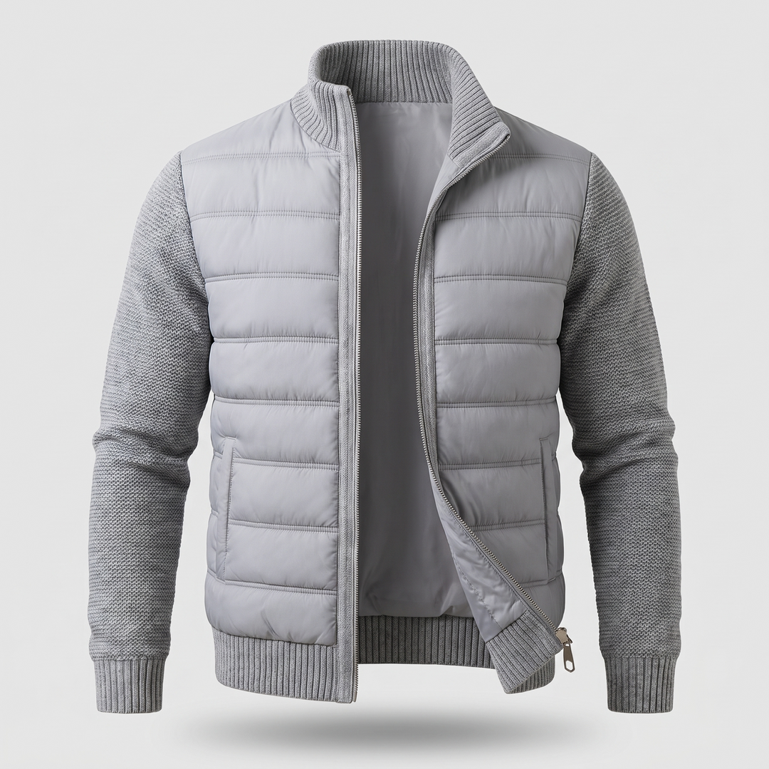 Men's Puffer Jacket with Fleece Sleeves, Fitted Cut and Light Insulation 3