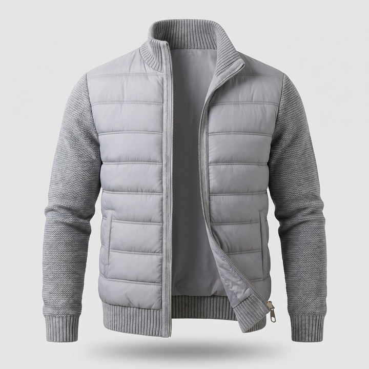 Men's Puffer Jacket with Fleece Sleeves, Fitted Cut and Light Insulation 3