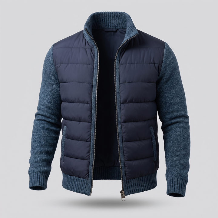 Men's Puffer Jacket with Fleece Sleeves, Fitted Cut and Light Insulation 4