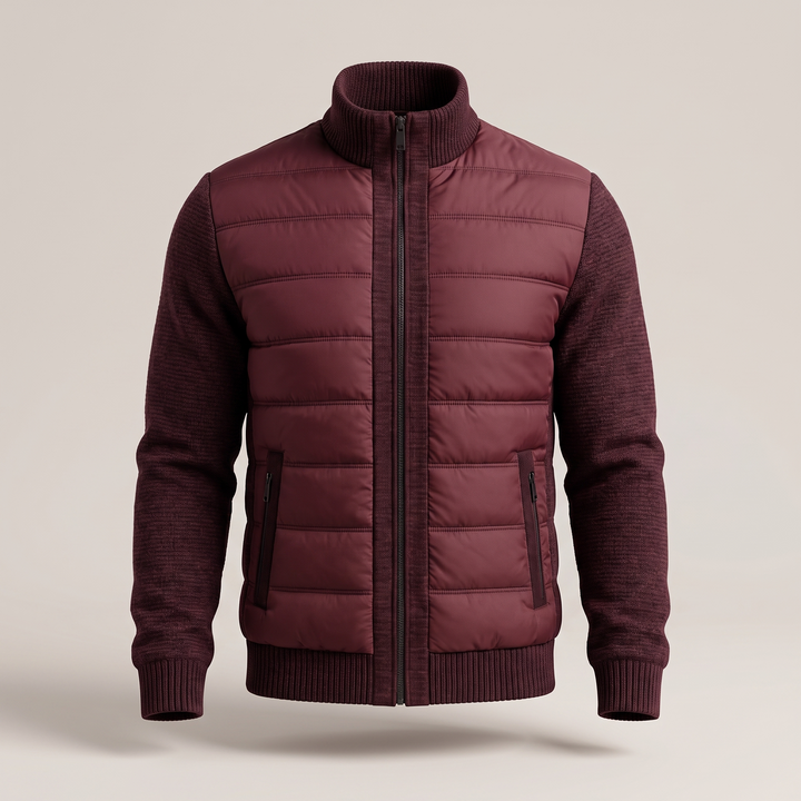 Men's Puffer Jacket with Fleece Sleeves, Fitted Cut and Light Insulation 5