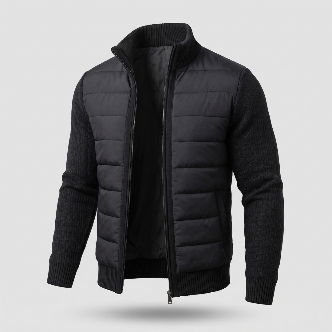 Men's Puffer Jacket with Fleece Sleeves, Fitted Cut and Light Insulation 6