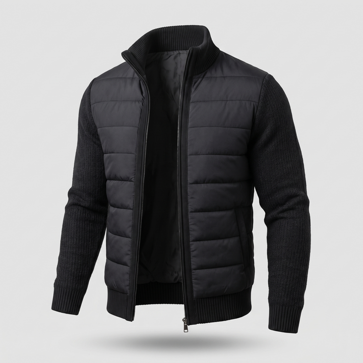 Men's Puffer Jacket with Fleece Sleeves, Fitted Cut and Light Insulation 6
