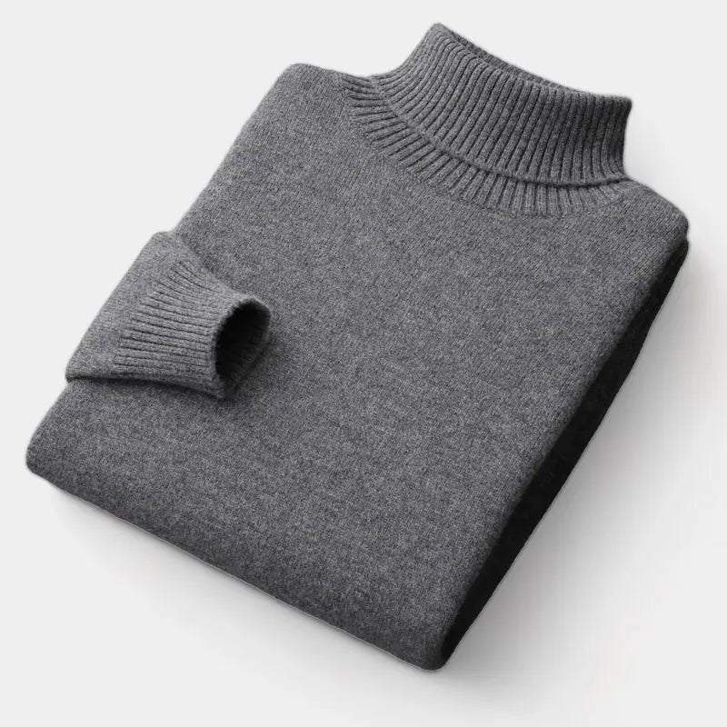 Men's Merino Wool Roll-Neck Sweater, Polished Winter Layer for Tailored Looks 3