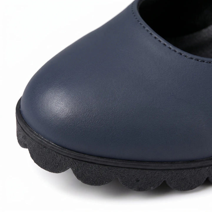 Women's Mary Jane Block Heel Shoes with Crossed Straps and Treaded Sole 7