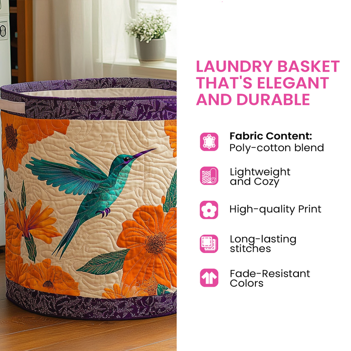 Quilted Fabric Laundry Basket with Forest Prints, Self-Standing, 3 Sizes 11