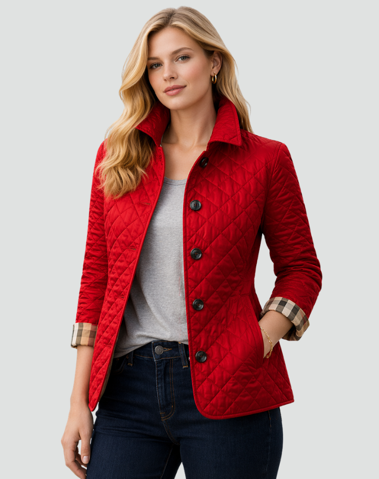Quilted Puffer Jacket with Button Front and Diamond Stitching 4