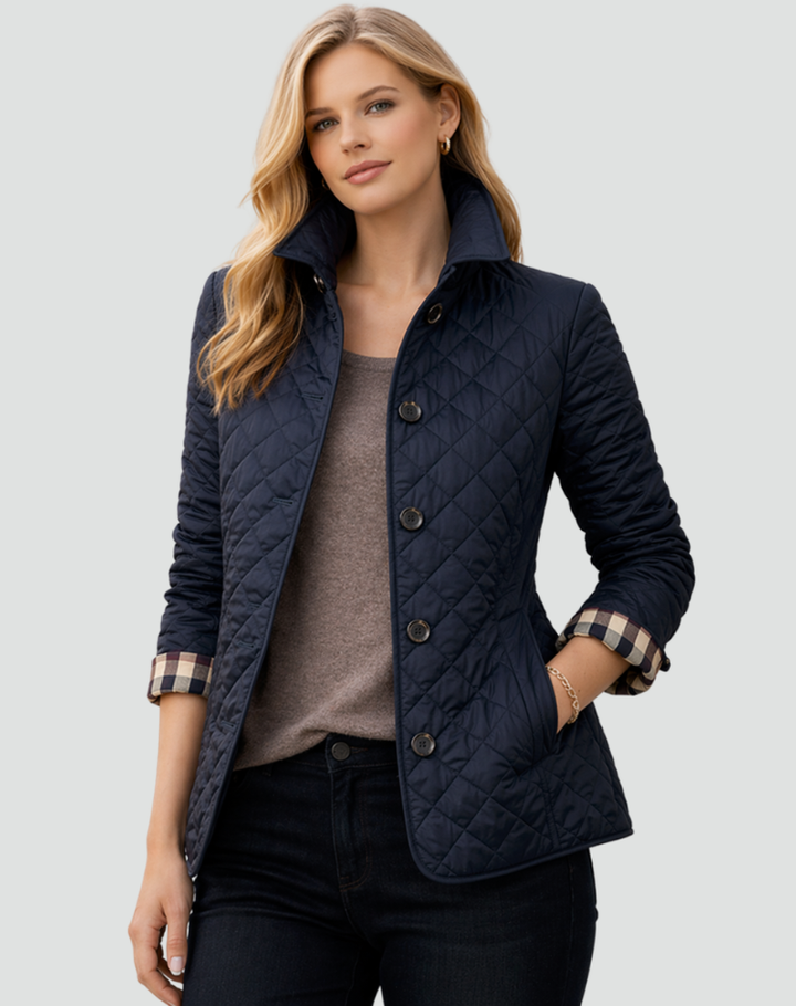 Quilted Puffer Jacket with Button Front and Diamond Stitching 5