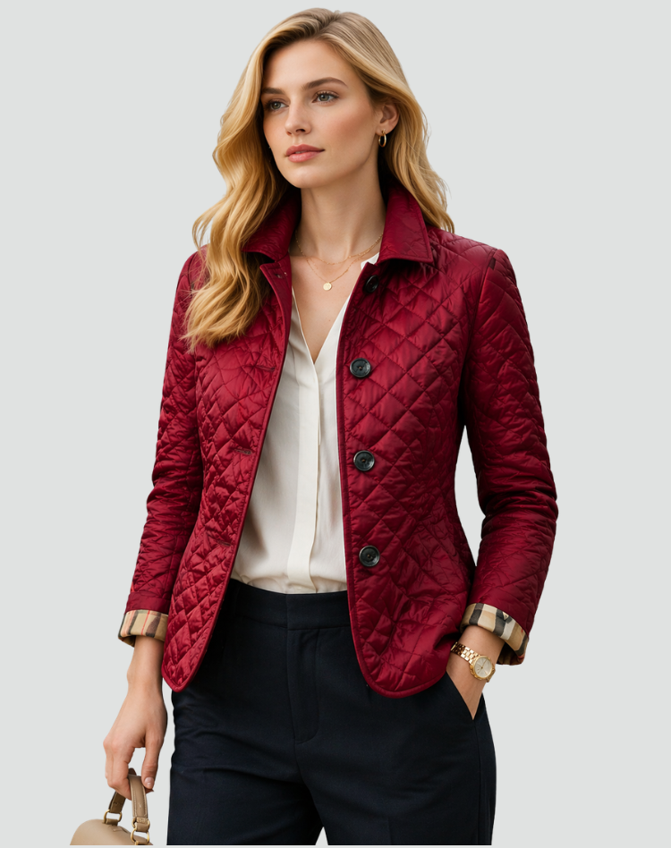 Quilted Puffer Jacket with Button Front and Diamond Stitching 6