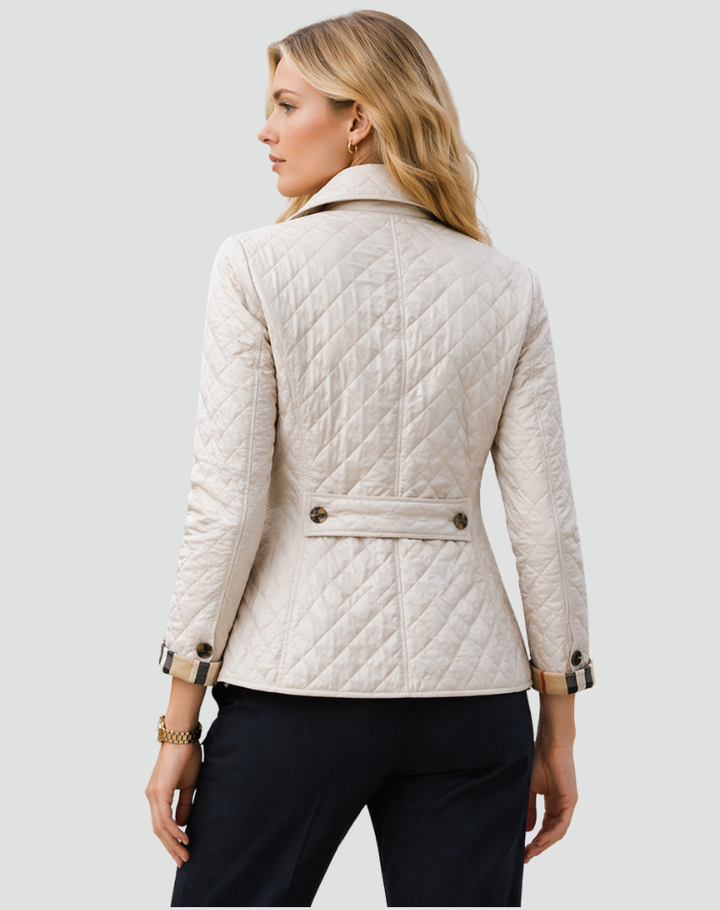 Quilted Puffer Jacket with Button Front and Diamond Stitching 8