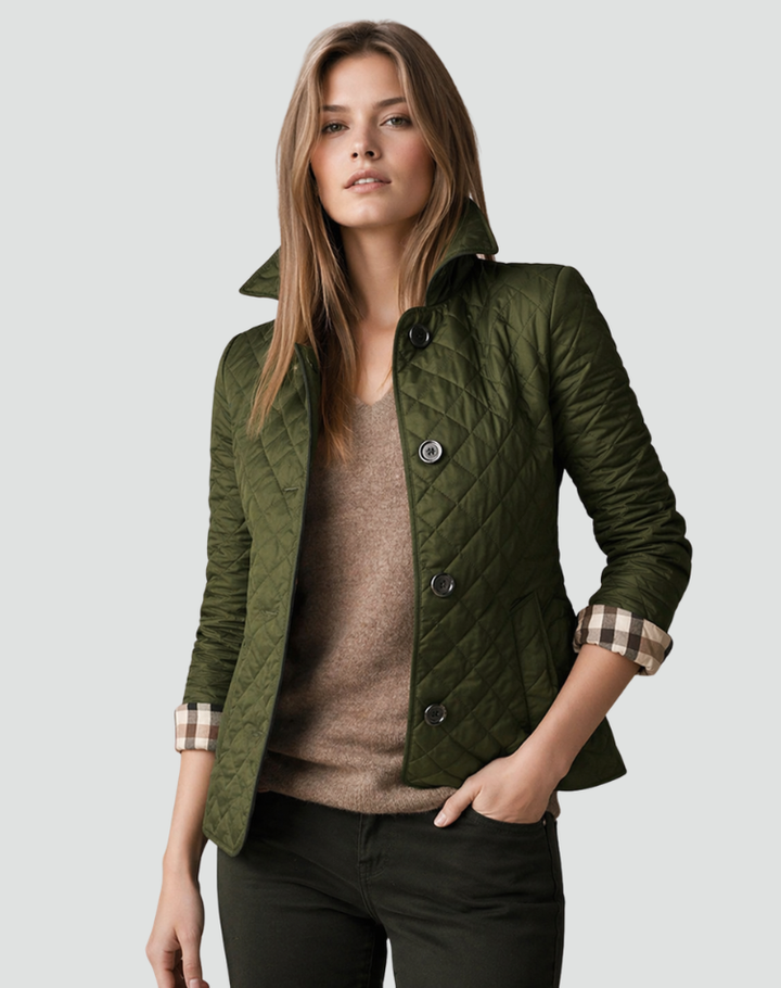 Quilted Puffer Jacket with Button Front and Diamond Stitching 9
