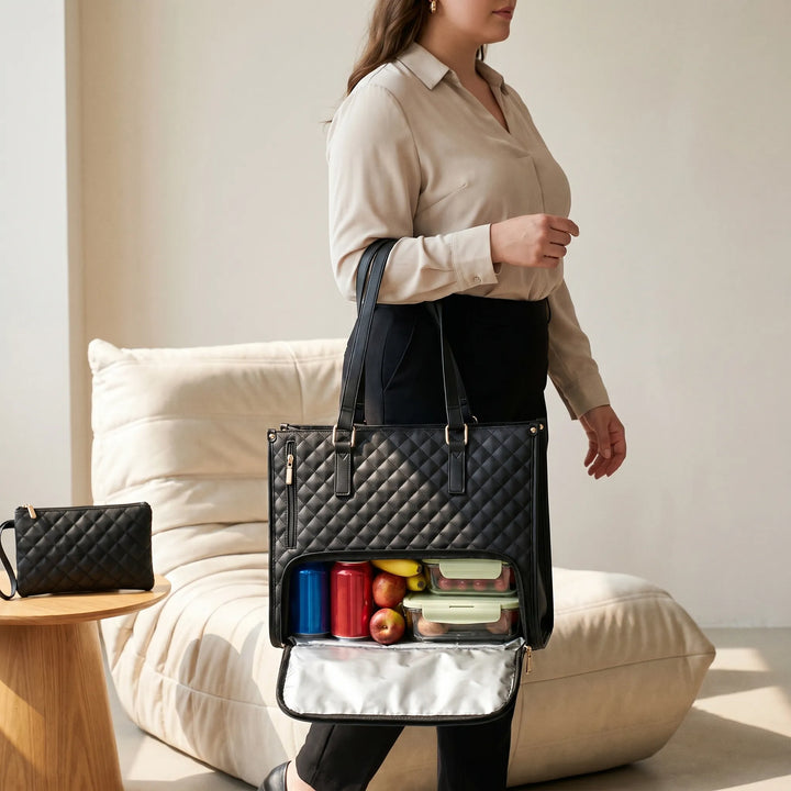 Quilted Laptop Tote Bag - Vellora