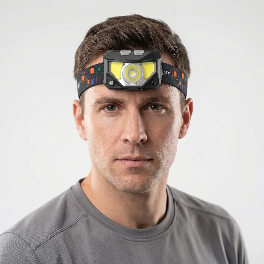 Rechargeable LED Head Torch With Motion Sensor - Beamtrax