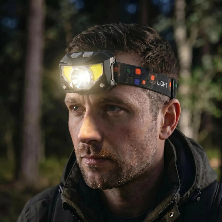 Rechargeable LED Head Torch With Motion Sensor - Beamtrax