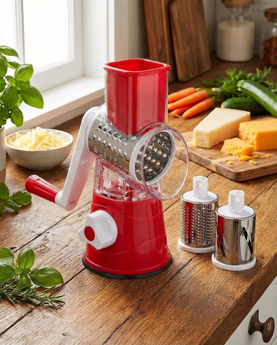 3-in-1 Rotary Vegetable Chopper with Suction Base and Interchangeable Drums 12