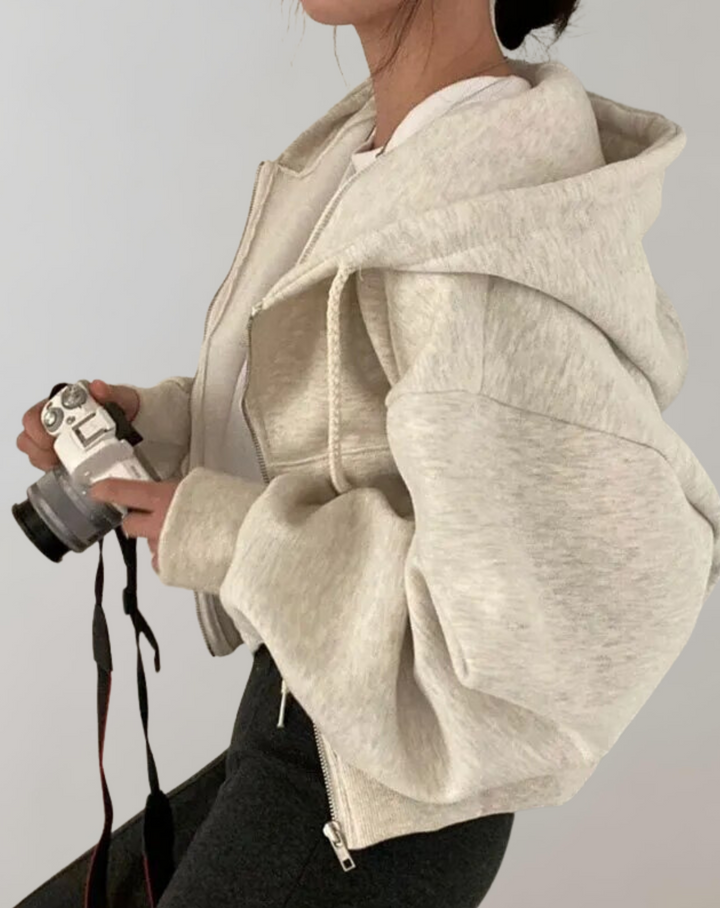 Women's Relaxed-Fit Zip-Up Hoodie with Drawstring Hood and Ribbed Trim 2