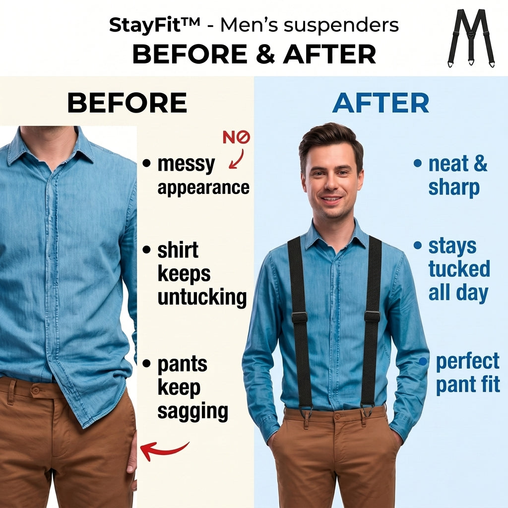 Men's X-Back Suspenders with Adjustable Metal Clips 2
