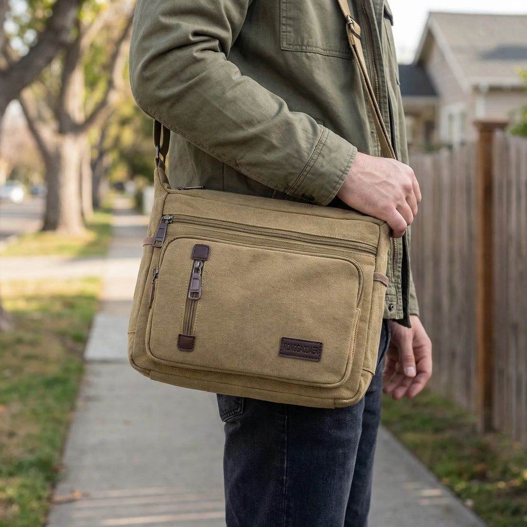 Retro-Style Crossbody Messenger Bag - Traverso