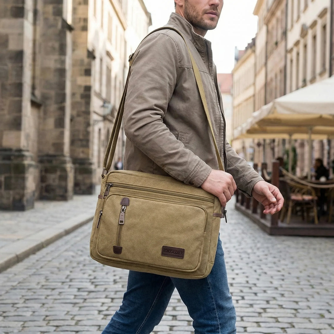Retro-Style Crossbody Messenger Bag - Traverso