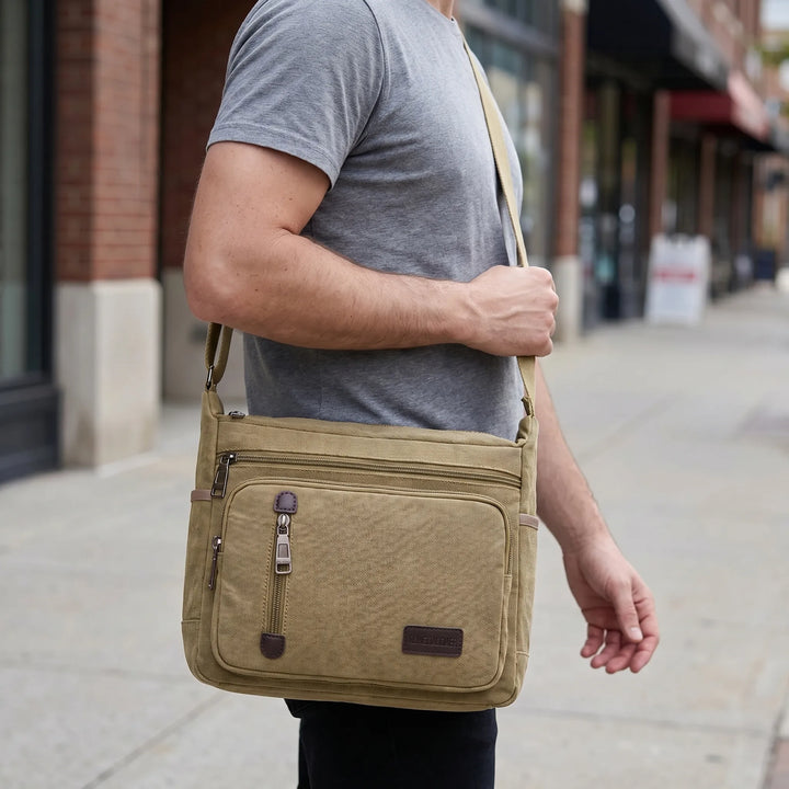 Retro-Style Crossbody Messenger Bag - Traverso