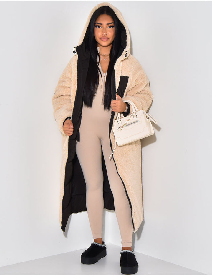 Women's Reversible Hooded Long Puffer Coat, Ankle Length 8