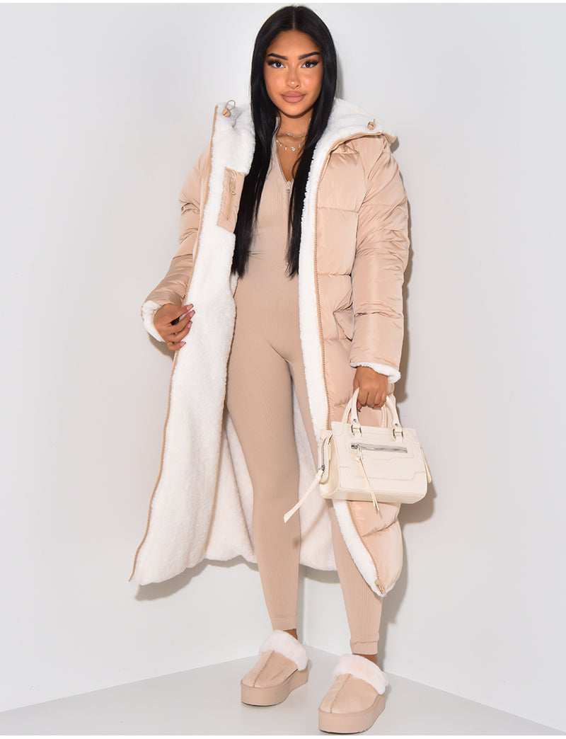 Women's Reversible Hooded Long Puffer Coat, Ankle Length 5