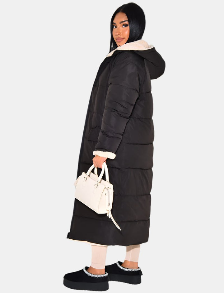 Women's Reversible Hooded Long Puffer Coat, Ankle Length 6