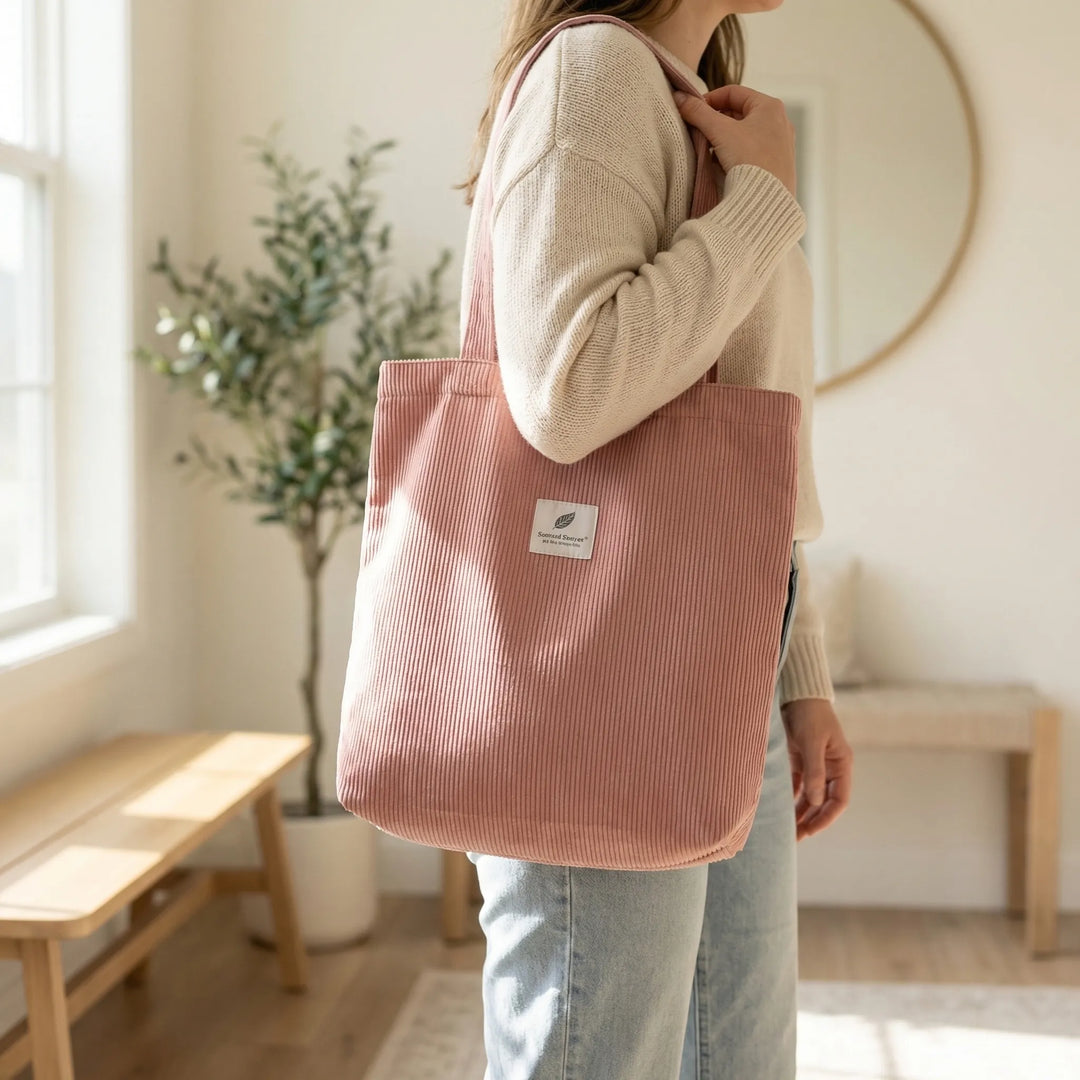 Ribbed Textured Tote - Ribbota