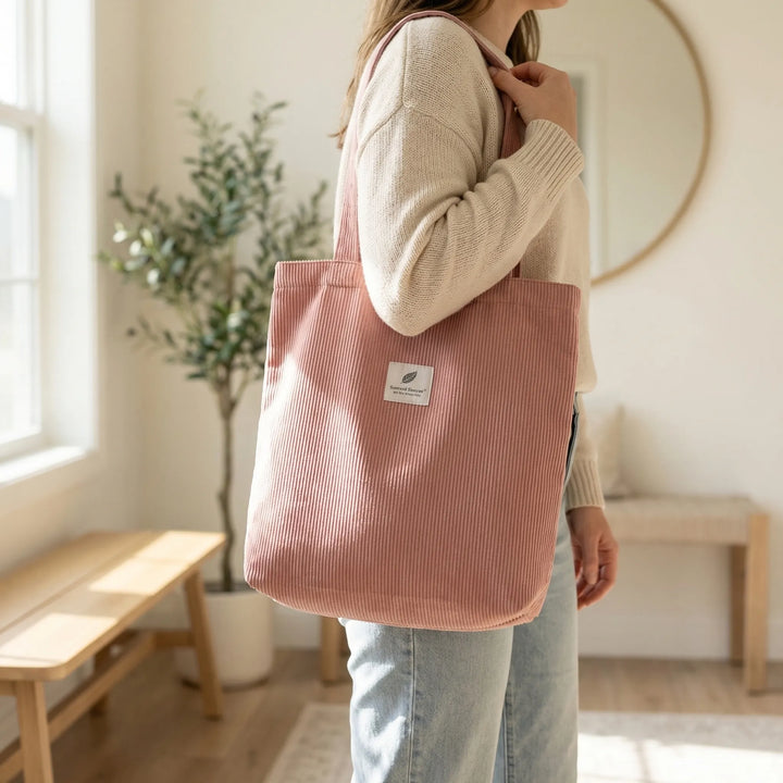 Ribbed Textured Tote - Ribbota