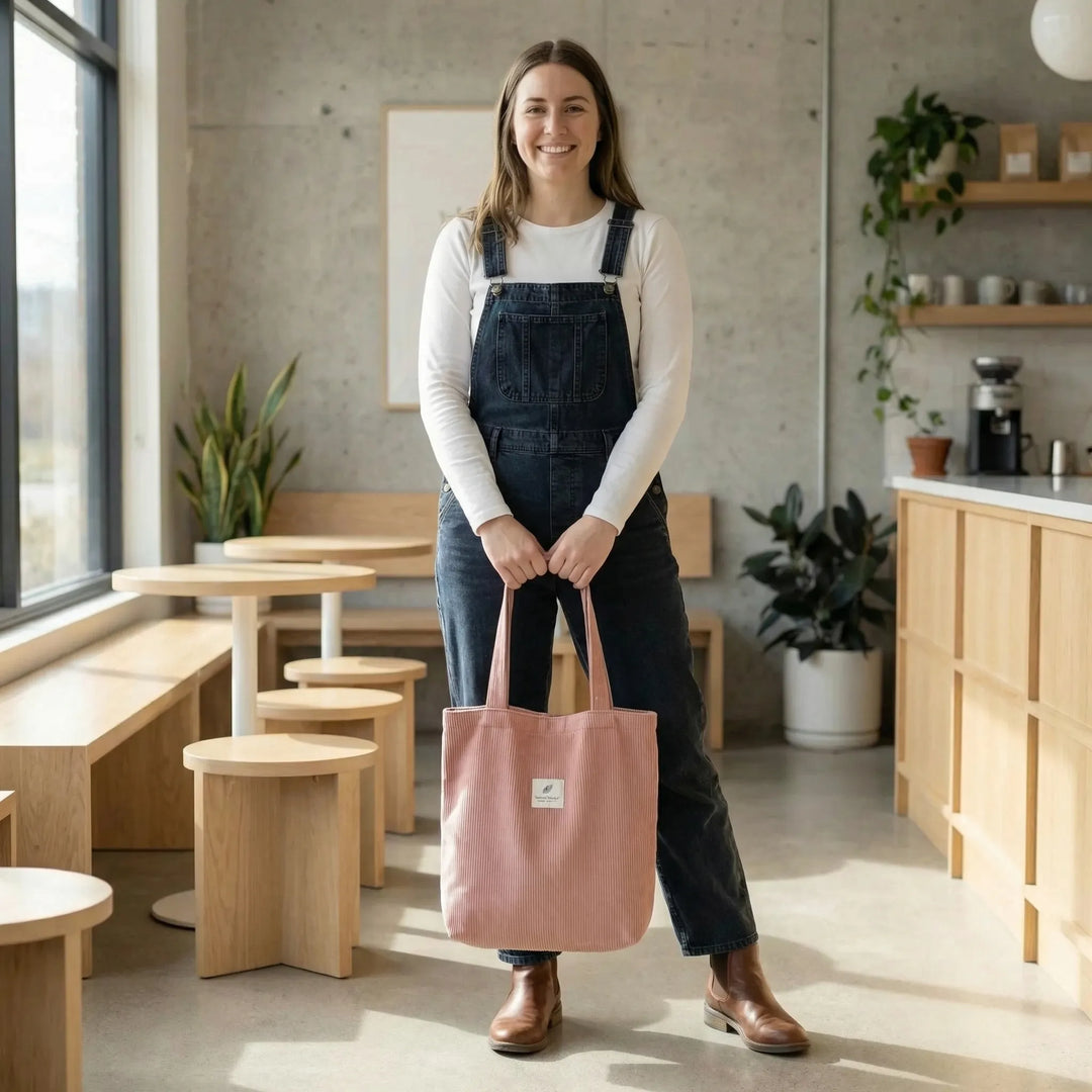 Ribbed Textured Tote - Ribbota