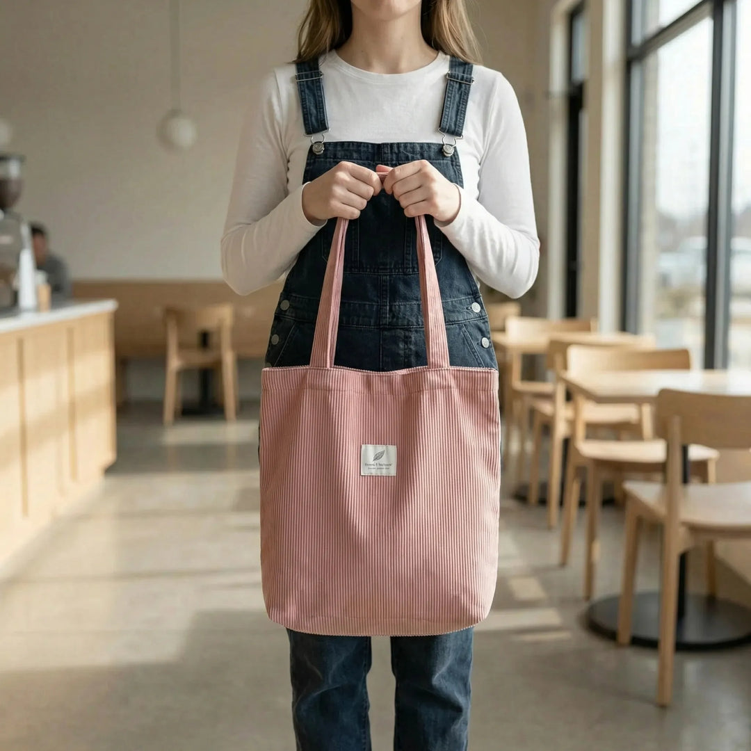 Ribbed Textured Tote - Ribbota