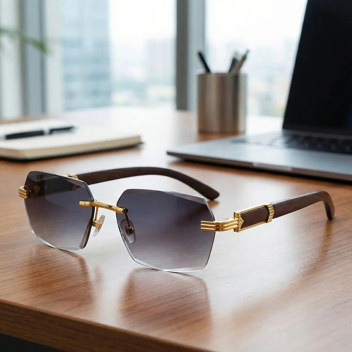 Rimless Rectangular Sunglasses - LuminaShade