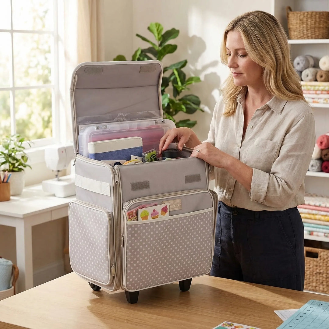 Foldable Wheeled Rolling Craft Tote - Rollova