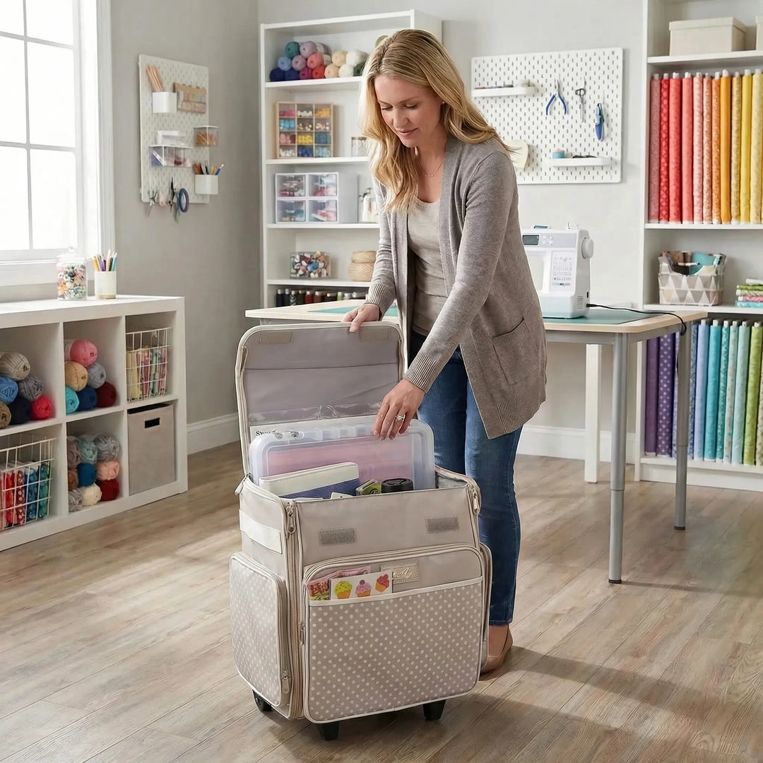 Foldable Wheeled Rolling Craft Tote - Rollova