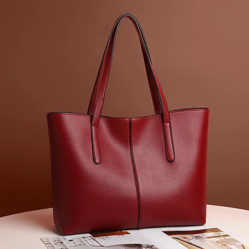 Classic Leather-Look Tote Bag With Long Shoulder Straps 3