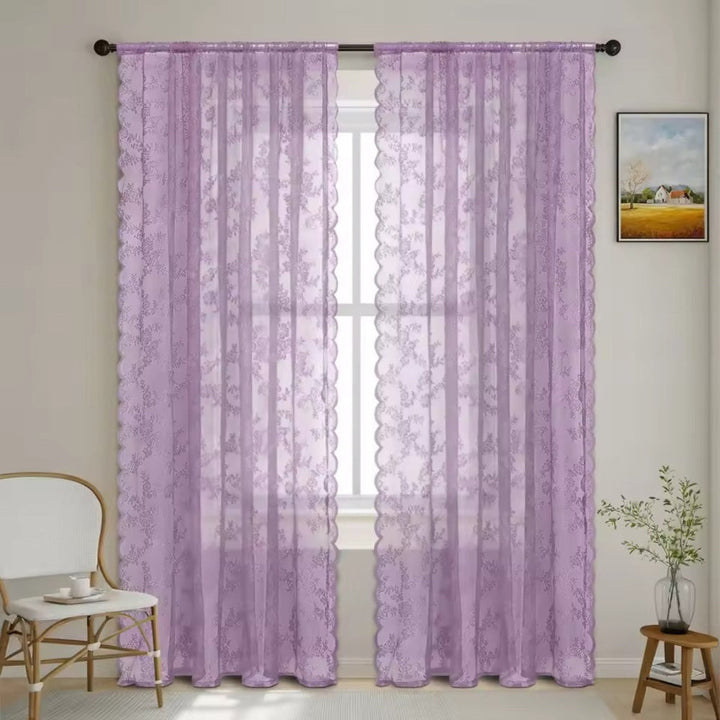 Floral Lace Sheer Curtain Panel in Soft Microfiber with Rod Pocket Top 10