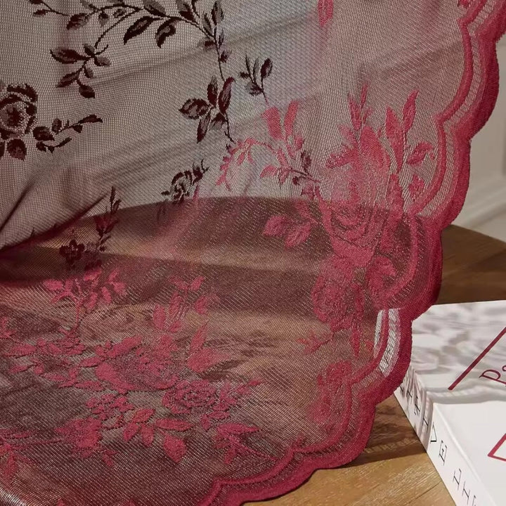 Floral Lace Sheer Curtain Panel in Soft Microfiber with Rod Pocket Top 3
