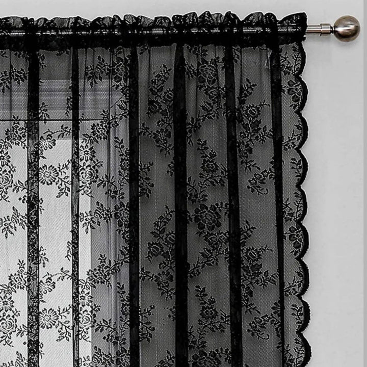 Floral Lace Sheer Curtain Panel in Soft Microfiber with Rod Pocket Top 4