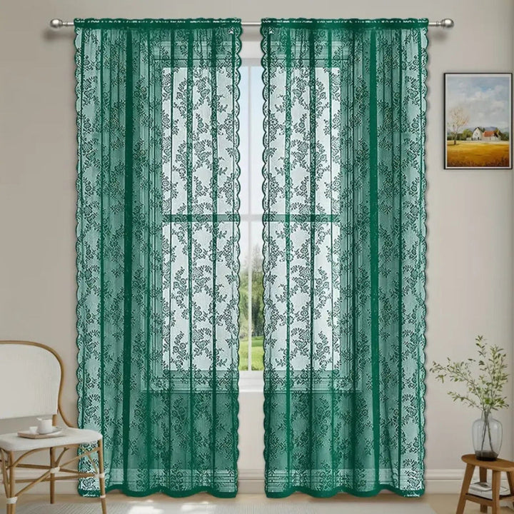 Floral Lace Sheer Curtain Panel in Soft Microfiber with Rod Pocket Top 5