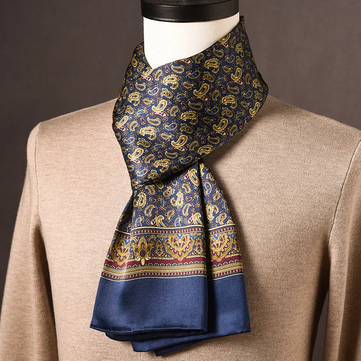 Men's 100% Mulberry Silk Scarf, Double Layer, Polka Dot Pattern, 160cm 12