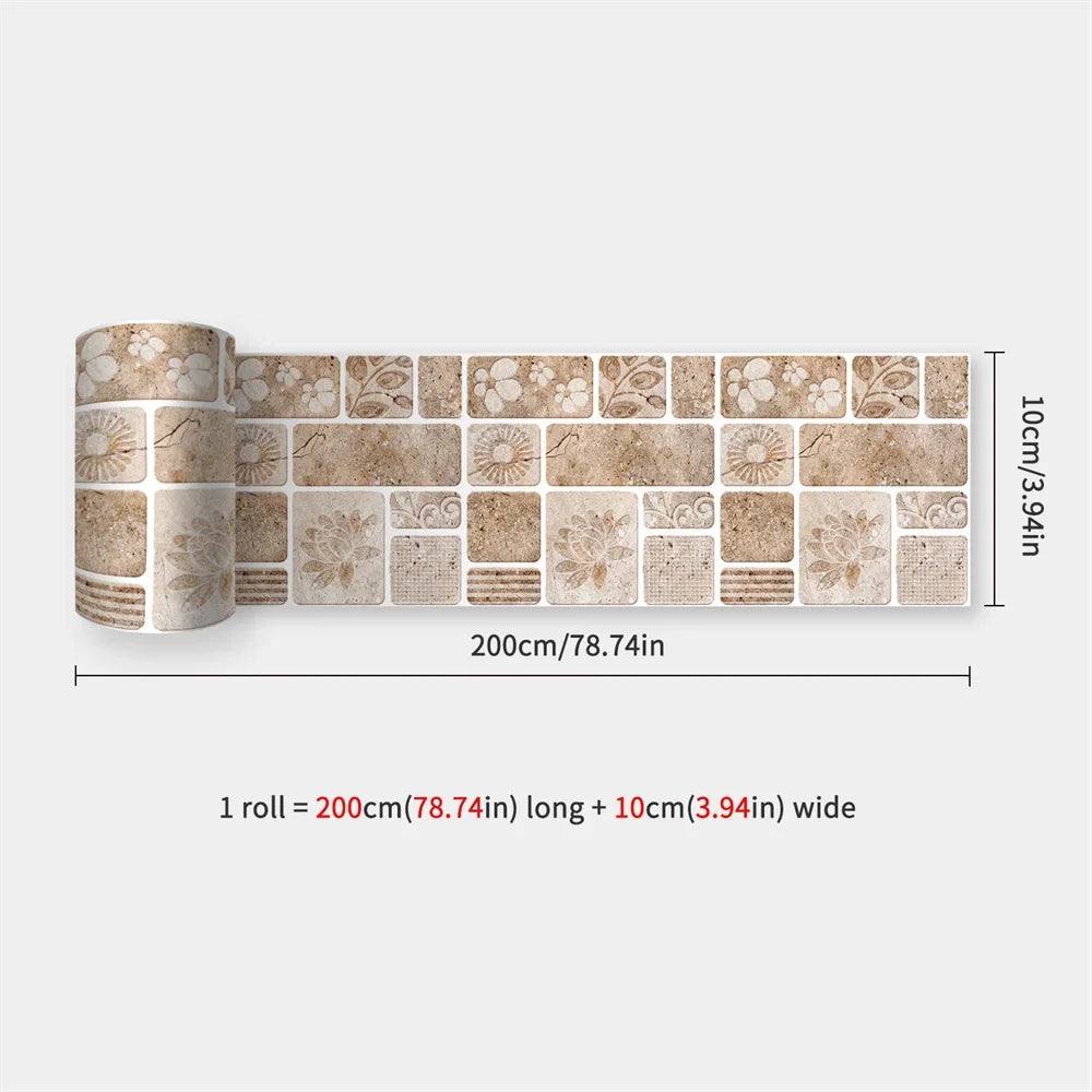 Waterproof Mosaic Peel and Stick Wall Stickers, 10 x 200 cm Strip 38