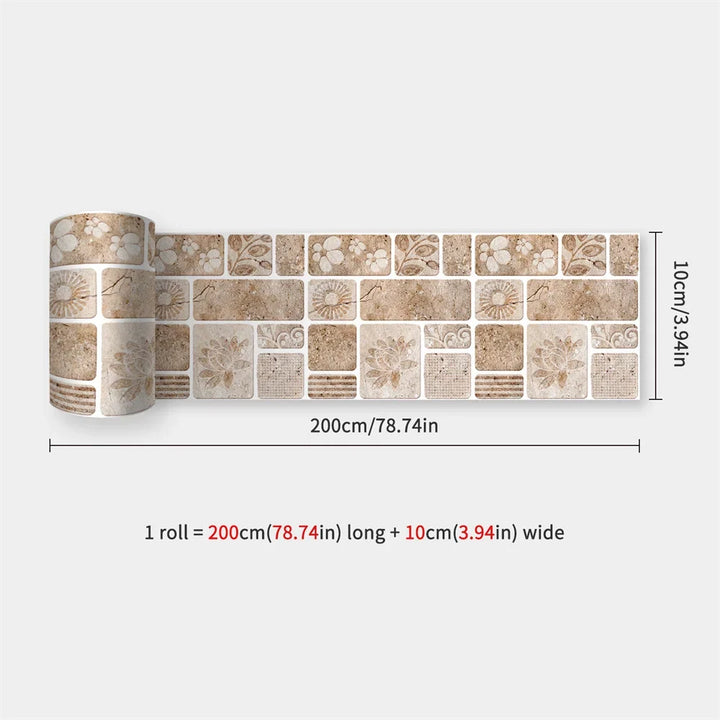Waterproof Mosaic Peel and Stick Wall Stickers, 10 x 200 cm Strip 38