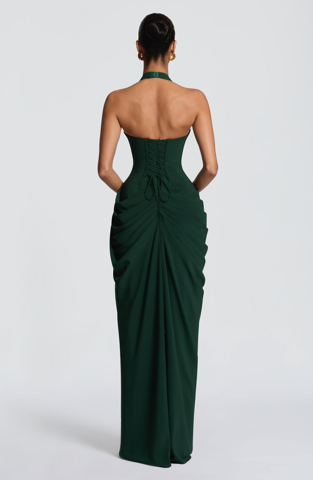 Linde Halter Maxi Dress with Corset Bodice and Chiffon Skirt 25