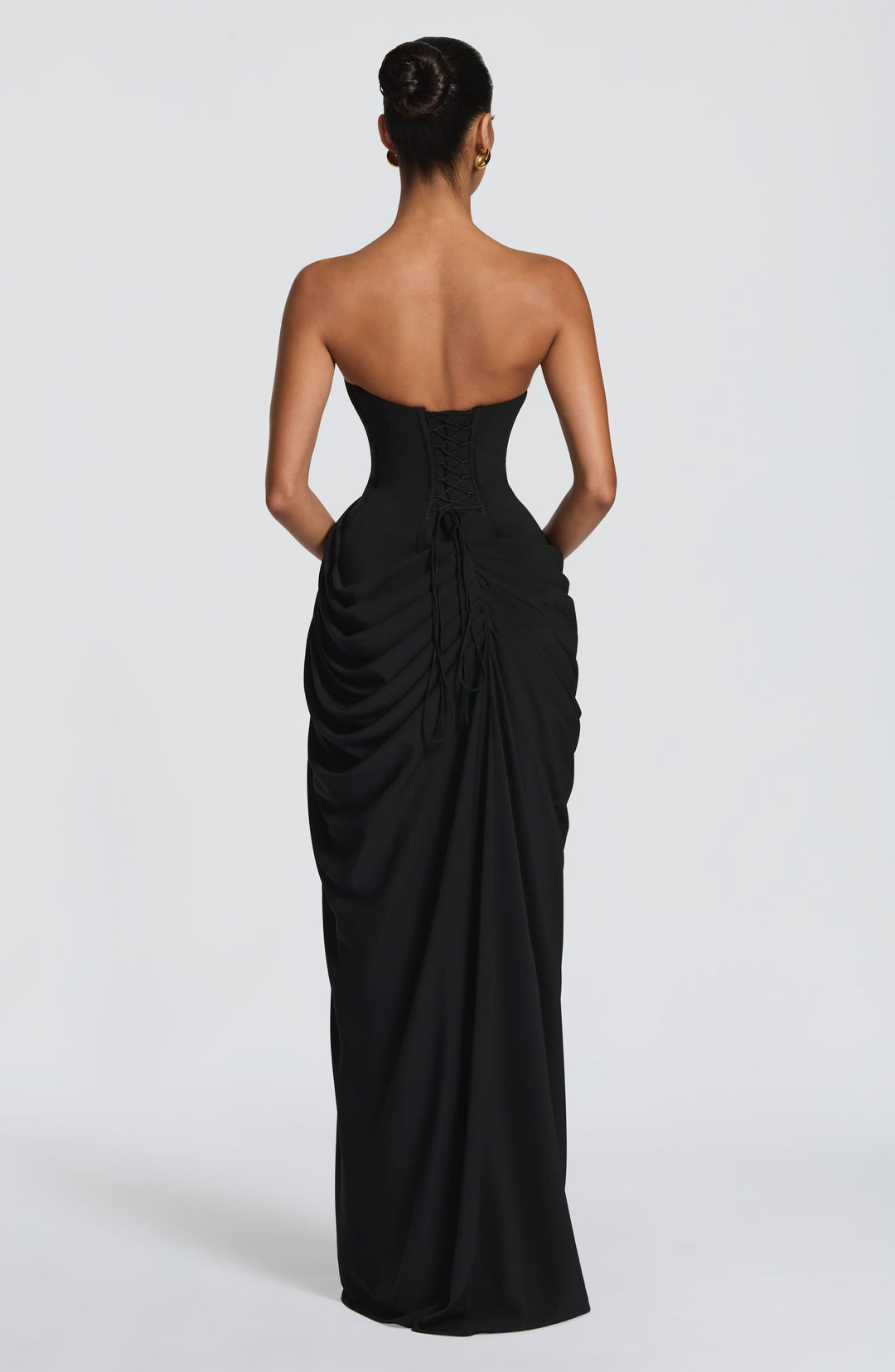 Lois Strapless Corset Maxi Dress with High Slit 33