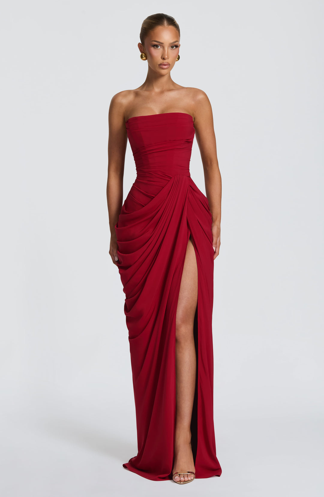 Lois Strapless Corset Maxi Dress with High Slit 30
