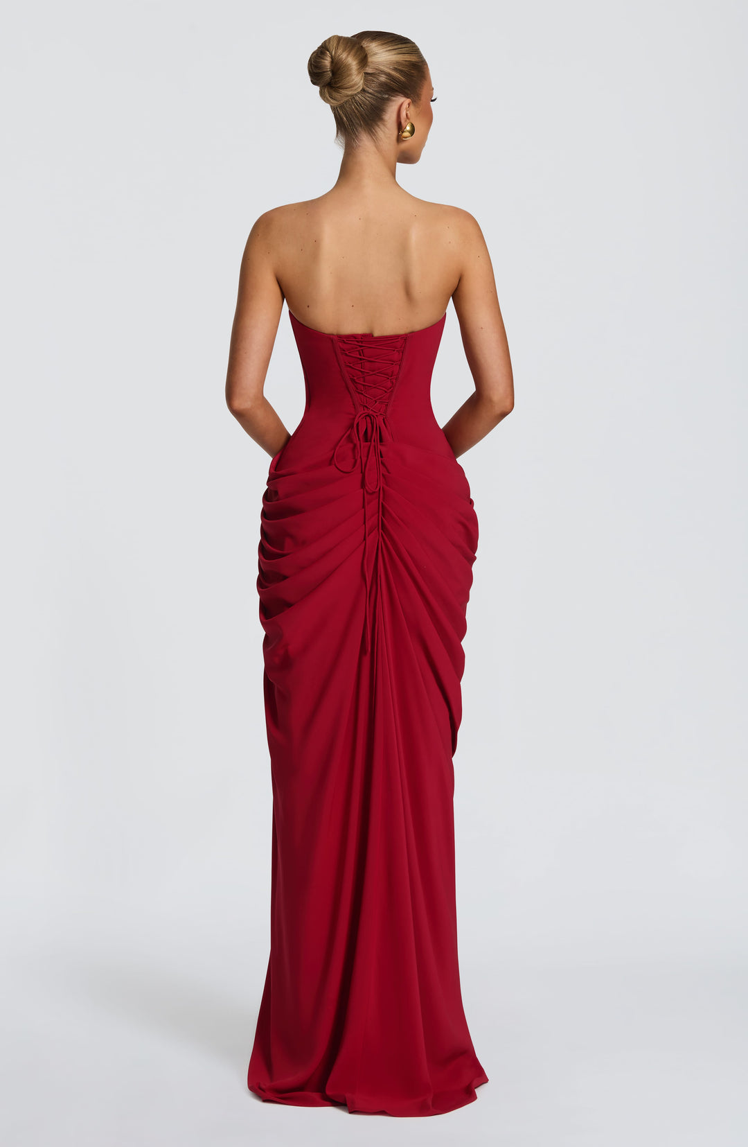 Lois Strapless Corset Maxi Dress with High Slit 28