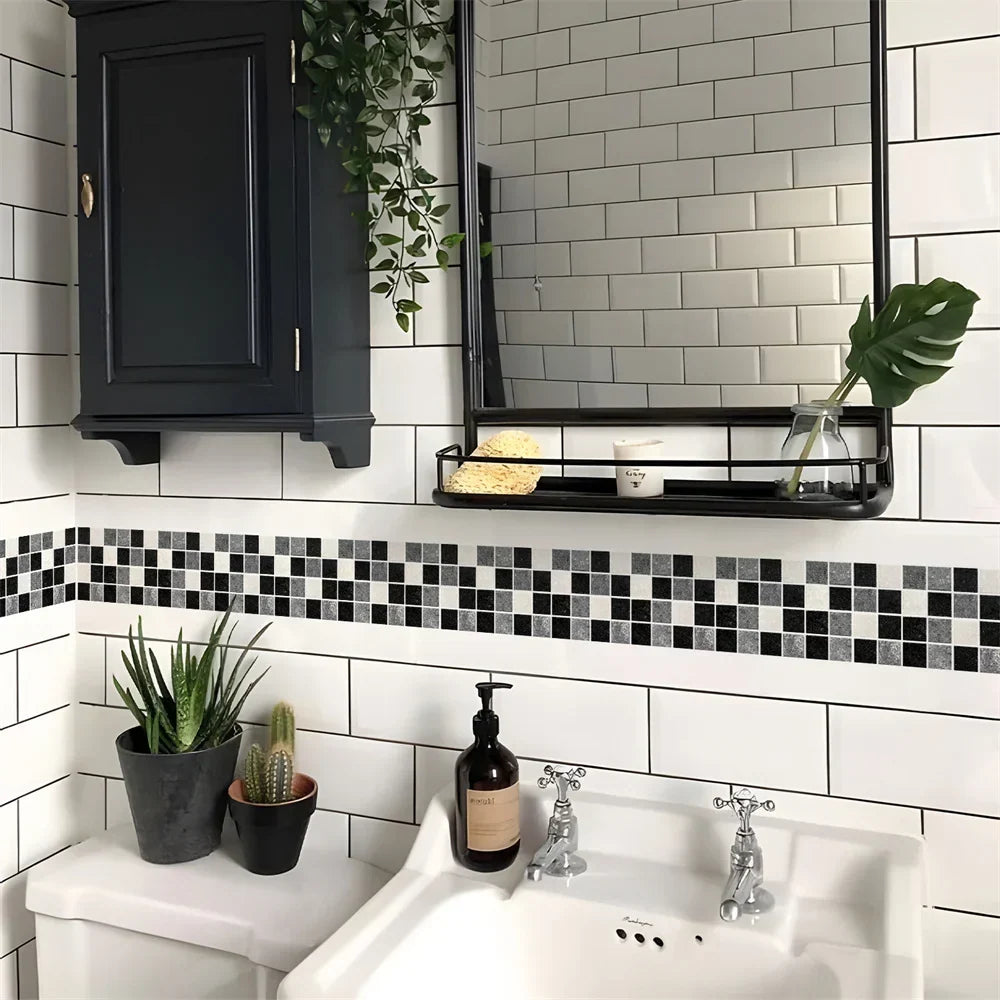Waterproof Mosaic Peel and Stick Wall Stickers, 10 x 200 cm Strip 23