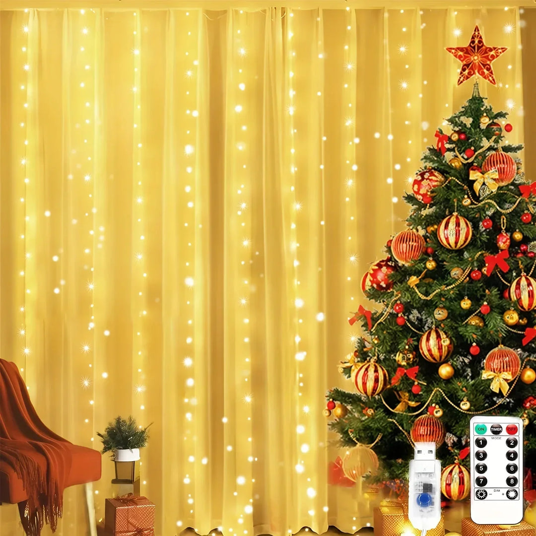 USB LED Curtain String Lights with Remote Control 3