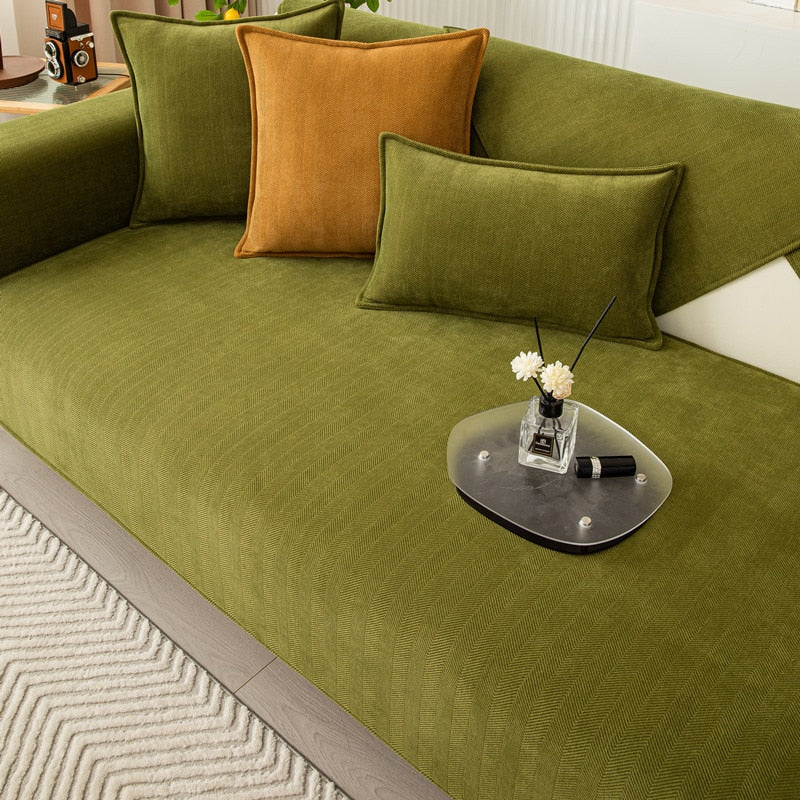 Non-Slip Chenille Sofa Cover - Stays in Place, 3 Sizes, Colors 11