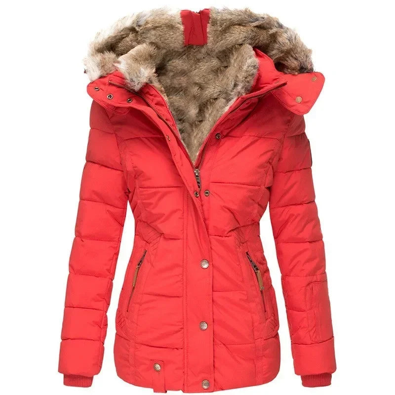 Women's Thick Winter Parka with Faux Fur-Lined Hood, Military Style 4